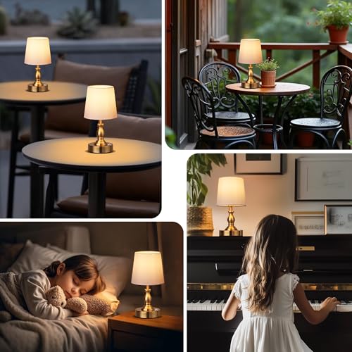 PARTPHONER Mini Cordless LED Table Lamp, 5200mAh Rechargeable Battery Operated Lamp, 3-Level Brightness, Touch Dimmable De...