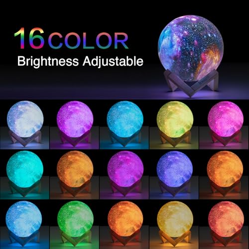 Brucepitt Moon Lamp Galaxy Lamp Upgraded Timing 4.7 Inch 16 Colors 3D Moonlight Galaxy Light,Moon Night Light for Adults,K...
