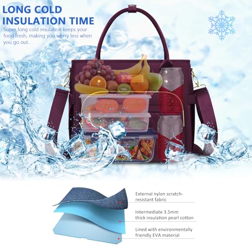 MIYCOO Lunch Bag Lunch Box Women - Leakproof Insulated Lunch Cooler Bag for Women - Large Lunch Tote Bags Adults, Purple