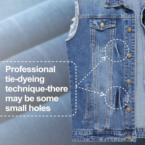 Ginsiom Men's Denim Vest,Sleeveless Jean Jacket Ripped Stretchy Distressed Battle Vest for Men Sleeve Less Outerwear