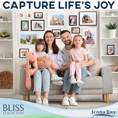 Icona Bay - 4x4 Black Picture Frame with Removable Mat to 3x3 Photo - Modern Style Engineered Wood Picture Frame - Table T...