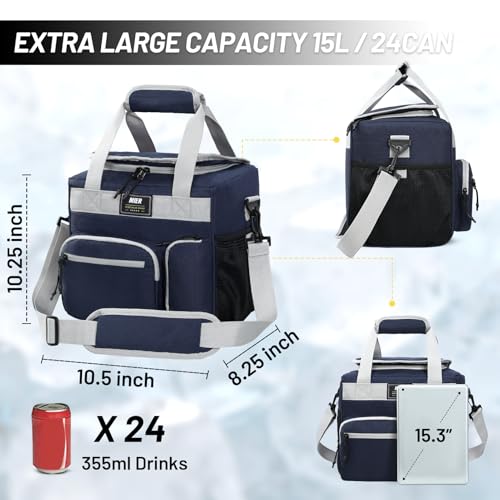 MIER Large Lunch Box for Men Women Adult Insulated Soft Sided Cooler 24 Can Leakproof Lunch Bag Collapsible for Work Trave...