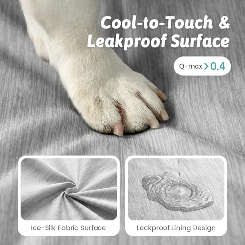 COZY KISS Cooling Dog Bed for Crate, Waterproof Dog Crate Mat with Removable Washable Cover, Orthopedic Egg Crate Foam Sup...