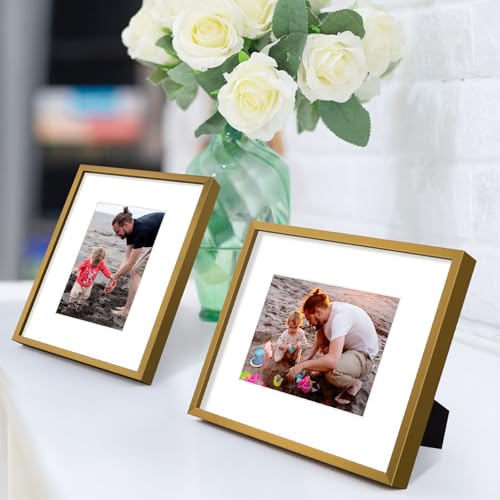 Golden State Art, Bronze 8x10 Aluminum Picture Frame - Display Photos 5x7 with Mat or 8x10 inch Without Mat - Shatter-Resi...