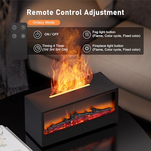Fireplace Flame Air Diffuser Humidifier,7 Colors Aromatherapy Essential Oil Diffuser, Ultrasonic Aroma Humidifier with Rem...