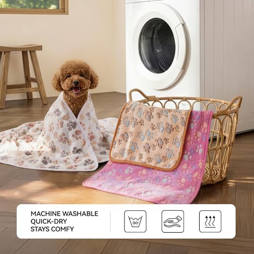 LINENLUX 1 Pack 3 Blankets Super Soft Fluffy Premium Fleece Dog Blankets for Puppy Cat Pet Blanket Flannel Throw Warm Slee...