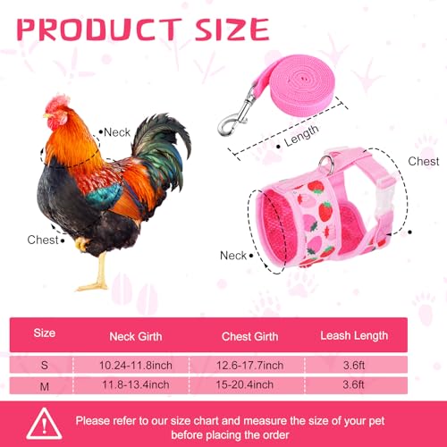 Frienda 2 Pcs Adjustable Chicken Harness and Leash Set Spring Summer Comfortable Elastic Hen Vest Breathable Harness for H...