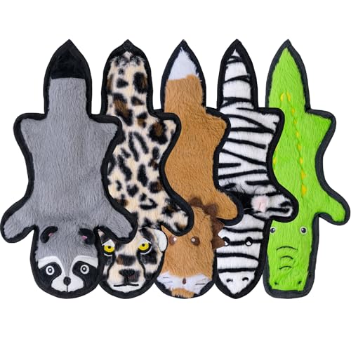 SHARLOVY No Stuffing Dog Toys Crinkle Squeaky, Long Lasting Chews for Aggressive, Durable Plush Dog Puppy Chew Toys for Te...