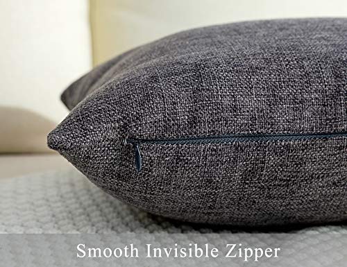 Stellhome Burlap Throw Pillow Covers Square Solid Decorative Farmhouse Linen Cushion Covers for Bed Couch Sofa Bench, 18 x...
