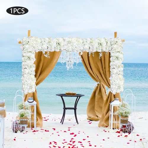DIITGGE Artificial Silk Flowers Row, 3.28FT White Rose Panel Backdrop - Fake Flower Vine Garland for Wedding Arch, Door Ar...