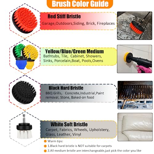30Pcs Drill Brush Attachment Set,Drill Scrubber Brush Kit Include Scrub Pads, Sponge, Extend Attachment, Drill Cleaning Br...