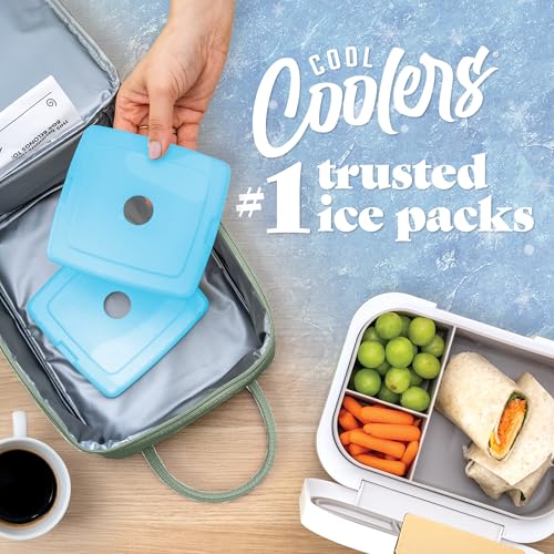 Cool Coolers By Fit & Fresh 4 Pack Slim Ice Packs, Quick Freeze Space Saving Reusable Ice Packs for Lunch Boxes or Cooler...