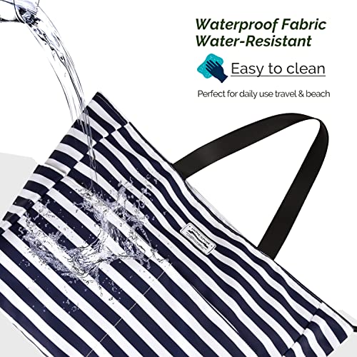 HOMESPON Large Waterproof Beach Bag for Women Sandproof Tote Bag Pool Bag with Zipper and Pockets for Travel Vacation Gym