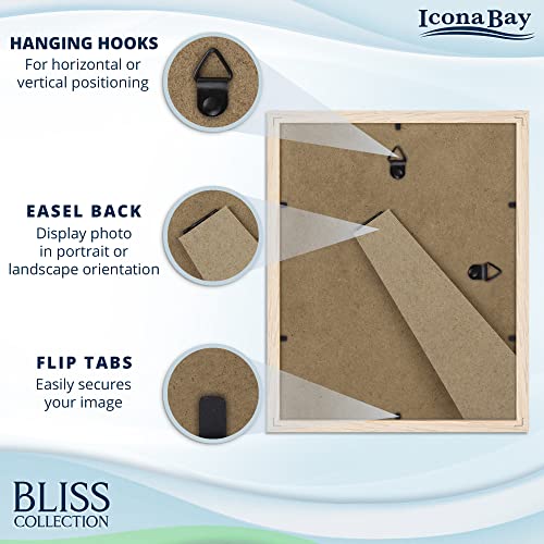 Icona Bay - 8x10 Light Oak Picture Frame with Removable Mat for 5x7 Photo - Modern Style Engineered Wood Frame - Table Top...