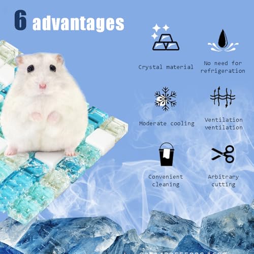 OULIGET Hamster Rabbits Cooling Mat,Crystal Quartz Glass Small Animal Bed,Pet Cool Plate Ice Bed Sleeping Pad Stay Cool fo...