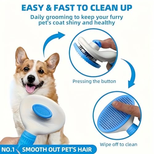 JRKOETY Cat Brush Self Cleaning, Ergonomic Handle,Slicker Cat Brush with Release Button,Tool Suitable for Cats and Dogs Pe...
