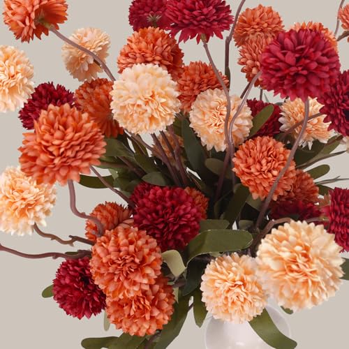 CEWOR 10pcs Fall Artificial Flowers for Vase, Fake Flowers for Autumn Table Centerpieces Decor, Aesthetic Artificial Flowe...