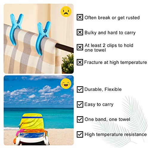 4 Pack Towel Bands, Towel Bands for Beach Chair, Rubber Towel Clips for Pool Chair, Must Haves Beach & Cruise Accessories,...