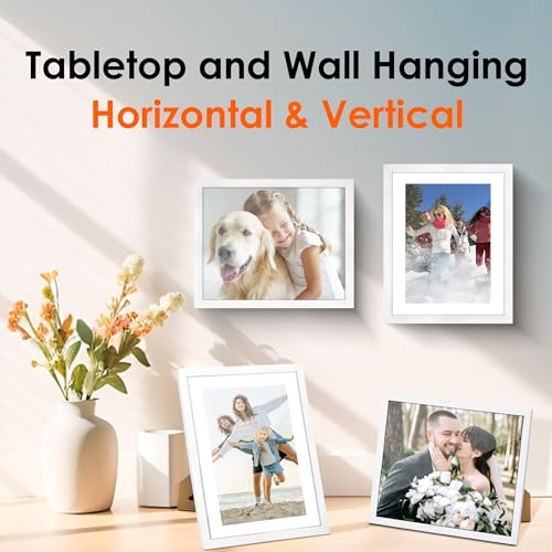 FIXSMITH 8x10 Picture Frame Set of 2, Photo Frame with HD Plexiglass, Display Pictures 5x7 with Mat or 8x10 Without Mat, W...
