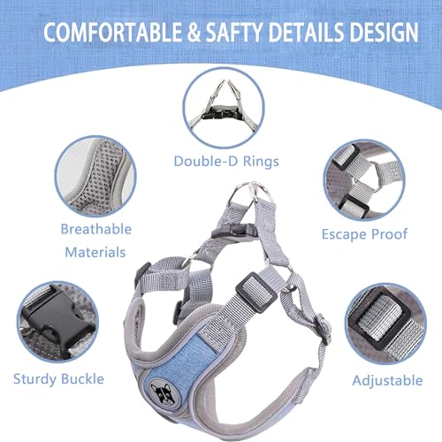 Medium Dog Harness and Leash Set,No Pull Adjustable Step in Soft Mesh Vest Harness,Easy Walk Reflective Pet Harness with P...