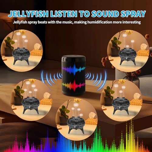 BOHOFAM Jellyfish Essential Oil Diffuser 250ML,Aroma Diffuser Hears Sound to Spray Dancing Jellyfish Mist,7 Colorful Light...