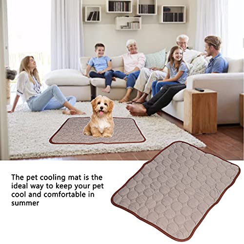 Fdit Pet Cooling Mat, Self Cooling Blanket, Brown, Large 70x55cm, Foldable Breathable for Small Medium Large Cats Dogs