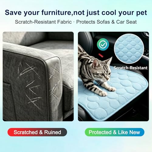 Dog Cooling Mat 22"x28" Q-Max>0.4, Absorbent & Pressure-Activated Self-Cooling, Non-Slip Scratch Resistant, Washable Cooli...