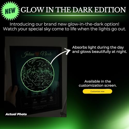Custom Star Map for Anniversary - Premium Glossy Acrylic - The Night We Met Personalized Constellation Chart - High-Shine ...