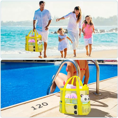 wanchel Mesh Beach Bags for Women - Family Beach Tote Bag for Toys, Towels, Travel Vacation Cruise Essentials