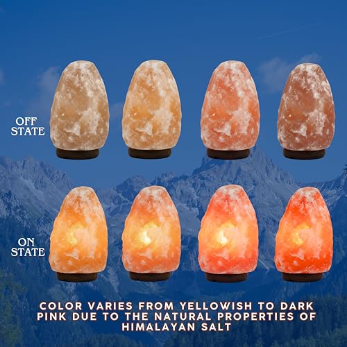 7 Inch Himalayan Salt Lamp with Dimmer Cord - Night Light Natural Crystal Rock Classic Wood Base Authentic from Pakistan