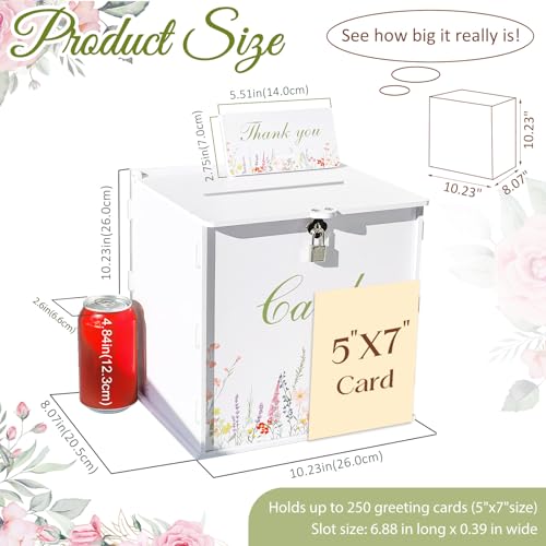OurWarm White Wedding Card Box with Lock, PVC Gift Card Box for Wedding Decorations Reception, Money Gift Boxes for Party ...