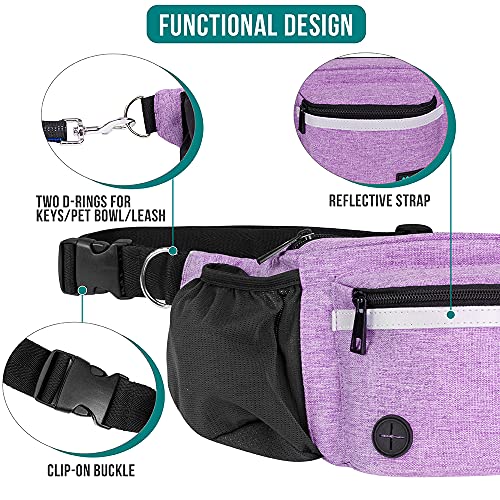 PetAmi Dog Fanny Pack, Treat Pouch for Dog Walking, Training, Built in Poop Bag Dispenser, Water Bottle Holder, Collapsibl...