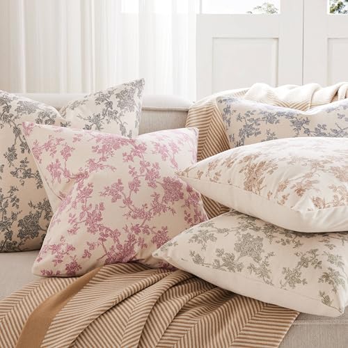 YZJZEDS 100% Cotton French Pastoral Lumbar Throw Pillow Covers Set of 2, 12x20 Inch Brown Farmhouse Decorative Cushion Cov...