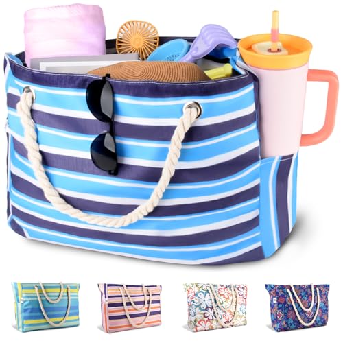CaCTOUR Large Beach Bag Women,Beach Bags Waterproof Sandproof with Zipper Wet Pocket,Beach Tote Pool Bag for Swim Gym Travel