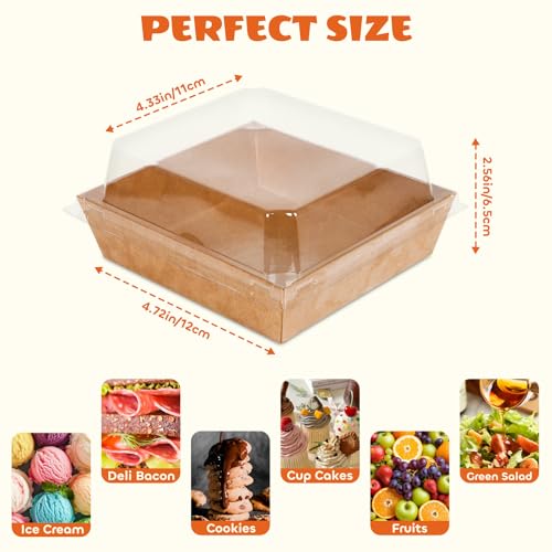 LNDIEHS 20Pcs Small Charcuterie Boxes with Clear Lids - Paper Mini Charcuterie Boxes To Go, Disposable Food Container with...
