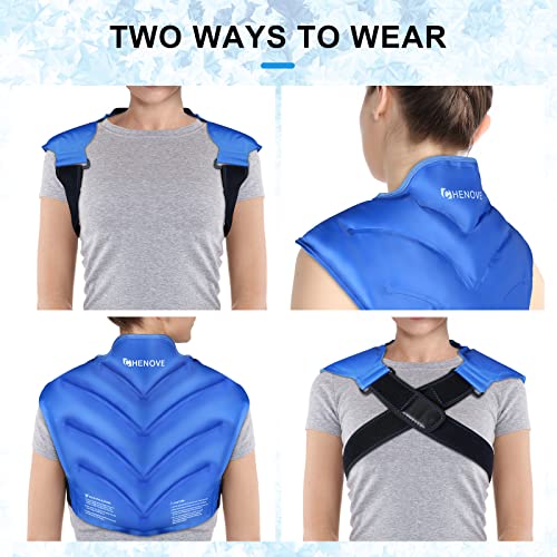 Chenove Ice Pack for Shoulders Upper Back with Strap, Neck and Shoulder Ice Pack Wrap Rotator Cuff Gel Reusable with Cold ...