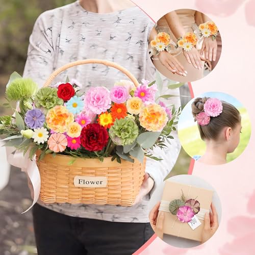 210 Pcs Mini Silk Flower Heads Small Fake Rose Daisy Faux Flowers Bulk for Crafts Artificial 3D Loose Fabric Flowers Heads...