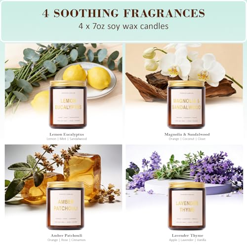 Candles for Home Scented, 4 Pack Soy Candle Non Toxic, Spring Scented Candles with Lavender Thyme, Magnolia & Sandalwood, ...