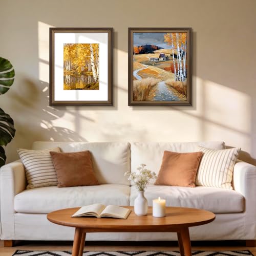 Golden State Art 16x20 Picture Frame Brown Gold Trim - Solid Wood Frame With Tempered Glass - Fits 16x20 without & 11x14 I...