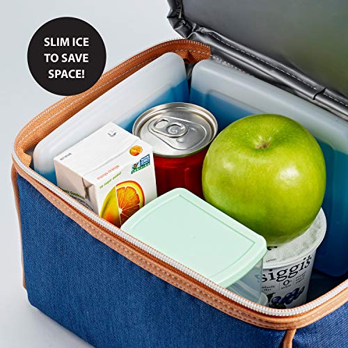 Cool Coolers by Fit & Fresh 4 Pack Slim Ice Packs, Quick Freeze Space Saving Reusable Ice Packs for Lunch Boxes or Cooler...