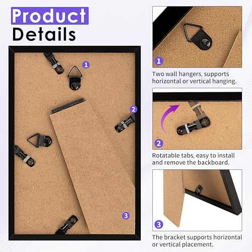 NEXCOVER 5x7 Picture Frames 4PK, Black 5 x 7 Photo Frame with Shatterproof HD Plexiglass, Picture Frames for Photos 4x6 wi...