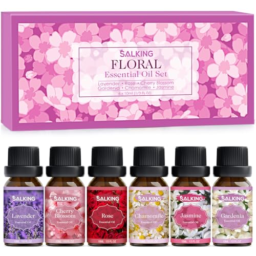 SALKING Floral Essential Oils Set, Premium Pure and Natural Essential Oils, Fragrance Oil Scented Oils for Oil Diffusers 6...
