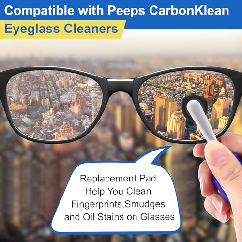 Enhon 4 Pcs Replacement Cleaner Pads Compatible with CarbonKlean Eyeglass Cleaner, Eye Glasses Cleaning Brush Pad Tool, fo...