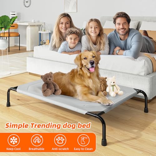 Simple Trending Raised Dog Bed for Large Dogs, Waterproof XL Dog Cot, Outdoor Cooling Elevated Pet Bed Load 200lb, 47.75" ...
