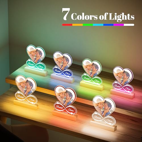 Jkolalin Custom Picture Frames with Photo, Custom Photo Frame with Night Light, Personalized Picture Frame, Personalized A...