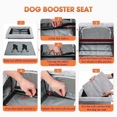 JOEJOY Deluxe Dog Booster Seat with Sturdy Metal Frame and Safety Leash for Small Pets up to 20 lbs - Portable Puppy Dog C...