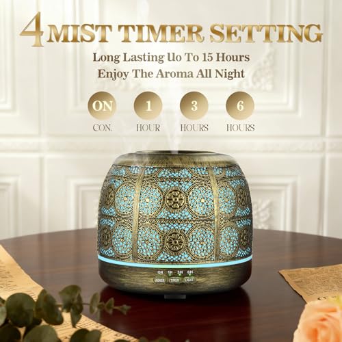 ARVIDSSON Essential Oil Diffuser, 500ml Aromatherapy Diffuser for Home, Ultrasonic Diffusers for Essential Oils, Metal Oil...
