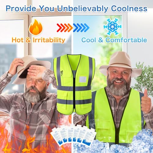 PANGTIKU Ice Cooling Vest for Men Women - Cool Vest with 20 Gel Ice packs Reflective Vest for Hot Weather Work Sport, X-La...