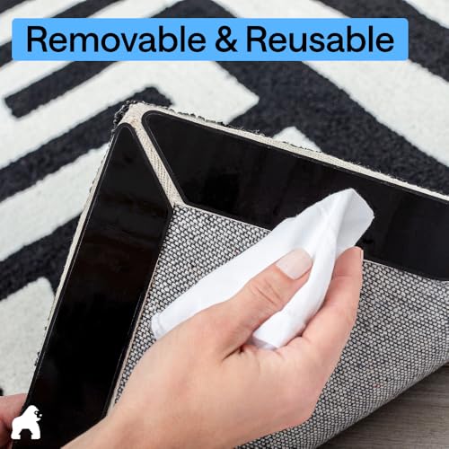 GORILLA GRIP Rug Gripper Pads, Reusable Double-Sided Stickers Keep Area Rugs Corners Flat, Grips Hardwood, Tile and Lamina...