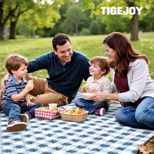 TigeJoy Extra Large Picnic Blanket Waterproof Foldable 80''x80'', Outdoor Picnic Mat Beach Blanket Sandproof for Park, Gra...